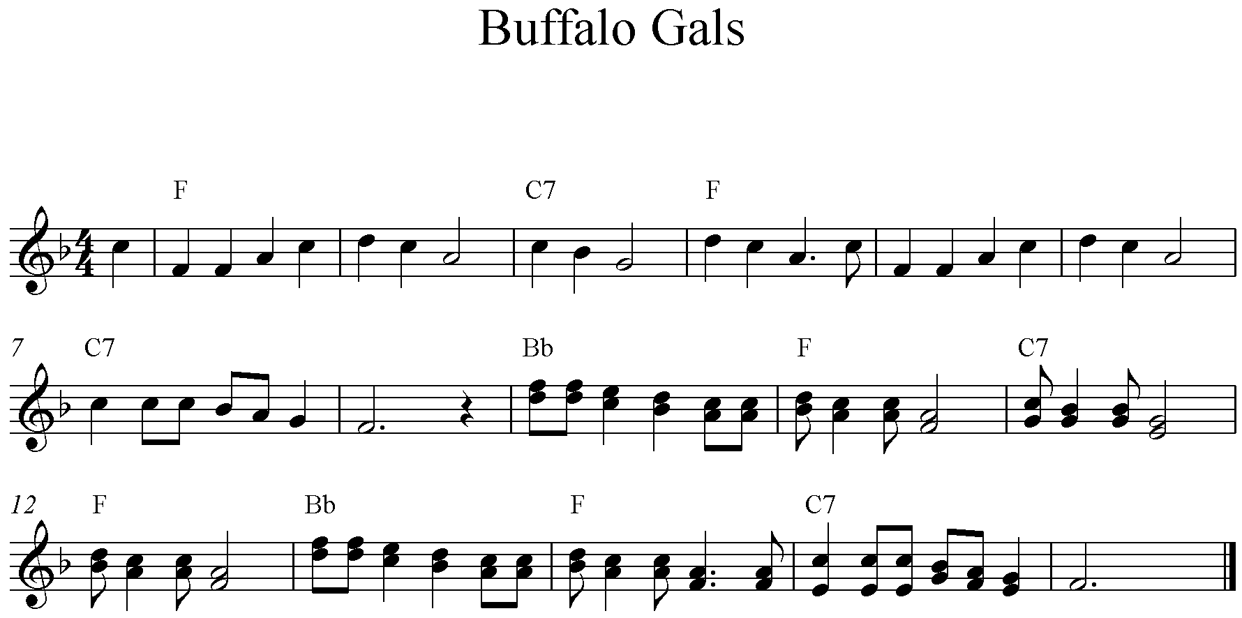 Freesheet for Clarinet Buffalo Gals, Klarinette